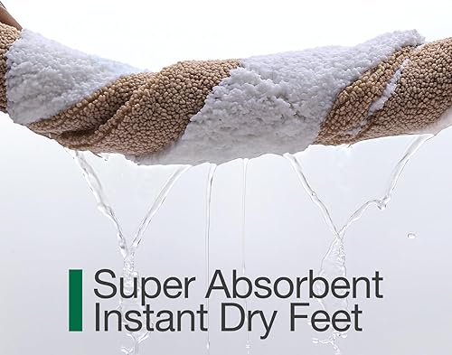 Miniatura 5 de LUMI Tapetes de baño blancos para baño, antideslizantes, absorbentes, suaves, esponjosas, lavables, clásicas, ideales para suelo, bañera de ducha,