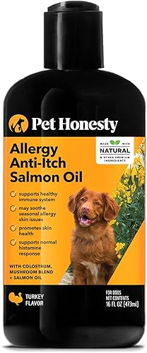 Aceite de salmón para aliviar la alergia de perros para aliviar la picazón estacional para perros, omega-3 para perros, suplemento para la piel y el