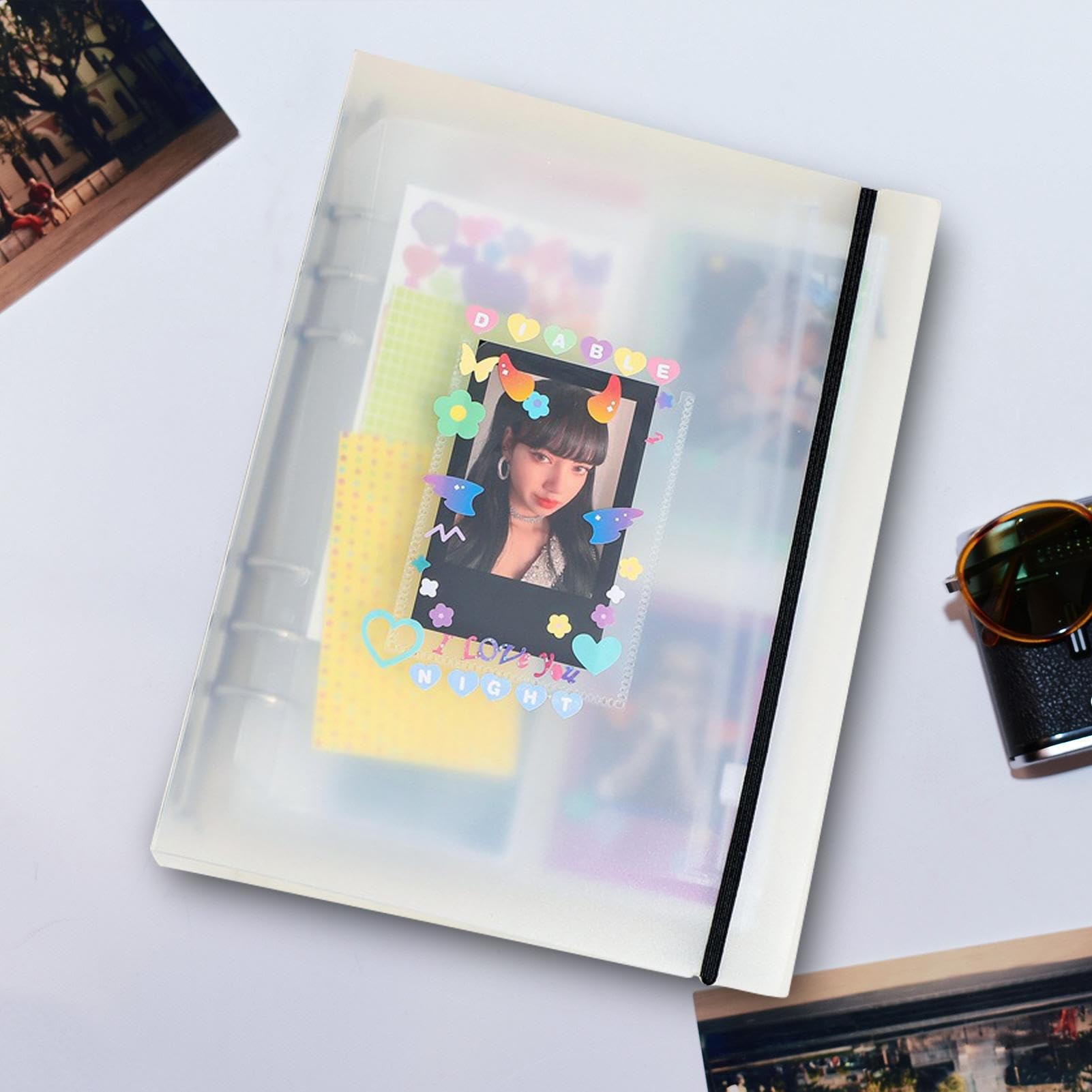 pologmase Álbum de fotos con encuadernación - Fundas para tarjetas fotográficas A5 , fundas ajustables para tarjetas fotográficas, álbum de fotos para estudiantes, postales, imágenes