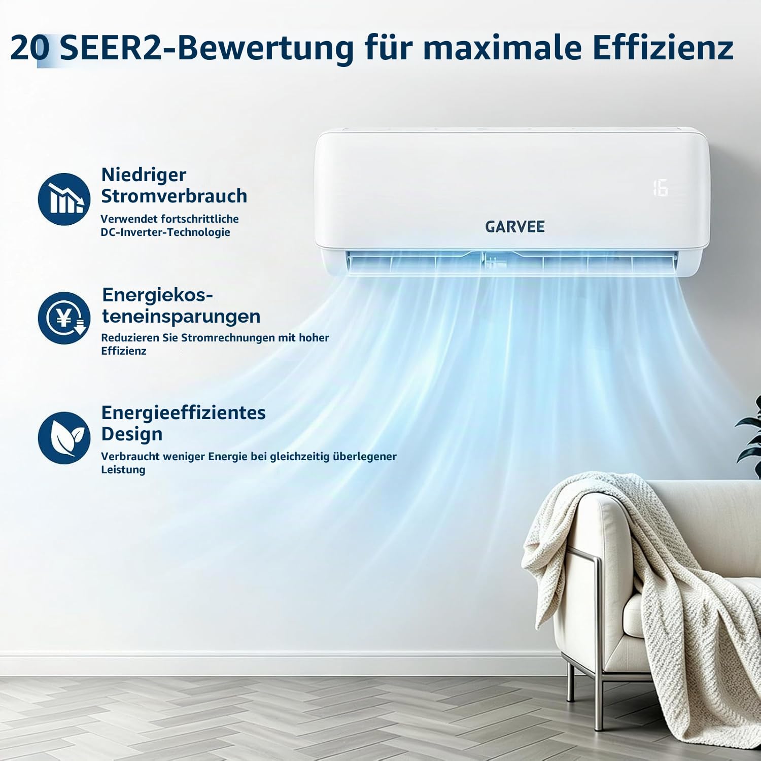 Klimaanlage Split, Inverter Klimagerät mit Kühlung und Heizung, Split Klimaanlage Wandmontage, 12000 BTU(3.5 kW), WiFi&App, Sehr Leise, R32 Kältemittel, Montagematerial, bis 100qm [Energieklasse A++]
