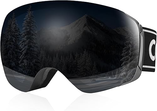 COOLOO Snow/Ski Goggles, Snowboard Goggles for Men Women Youth -OTG, Magnetic Lens Frameless Anti Fog 100% UV Protection