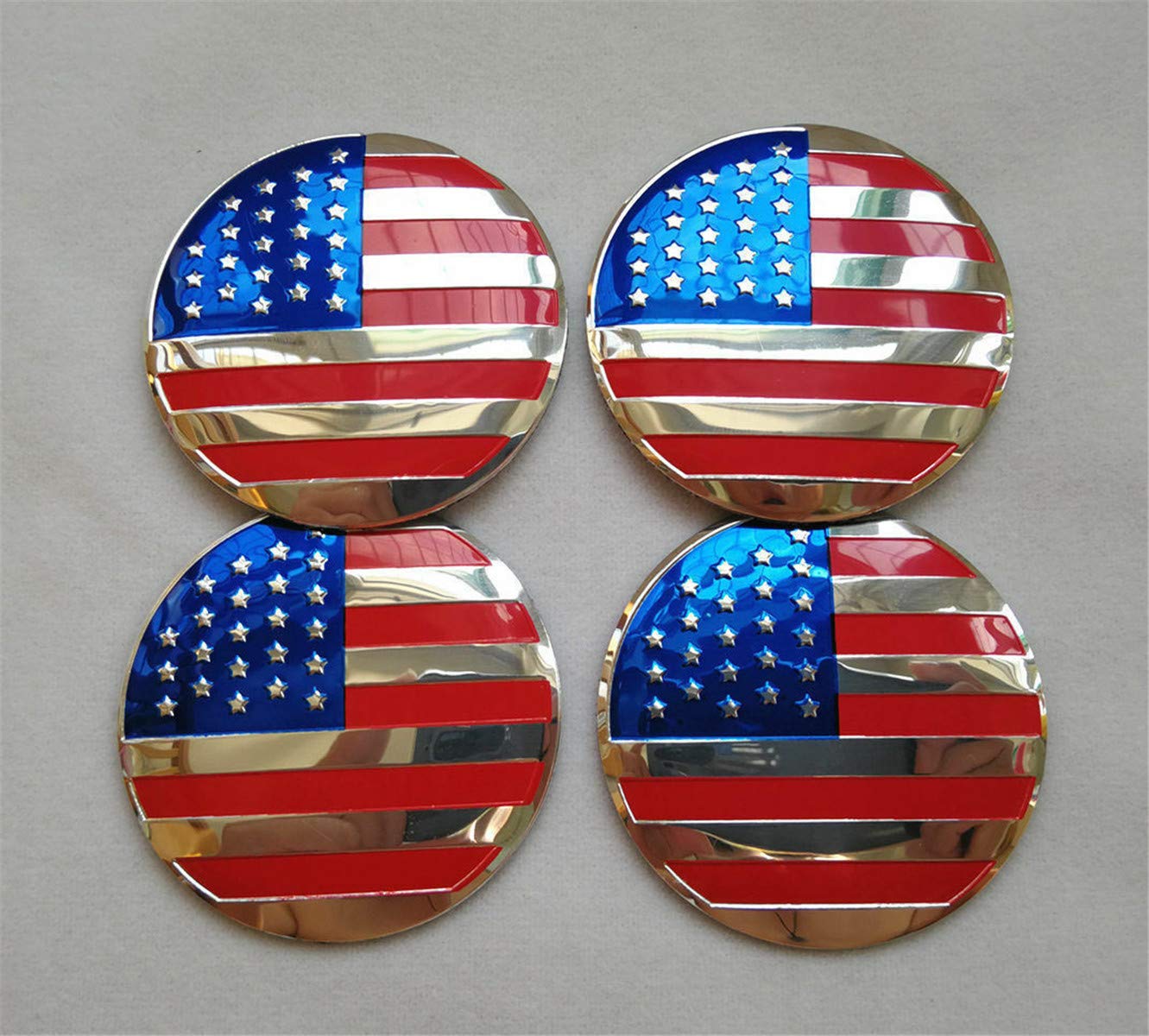 N/A 4x 56mm US America USA Flag Car Wheel Center Hub Caps Cover Emblem Trim Sticker