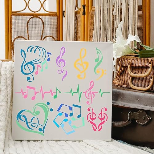 Miniatura 4 de FINGERINSPIRE Plantillas de notas musicales de 11.8 x 11.8 pulgadas, plantillas de plástico para notas de corazón, varias formas, patrón de notas,