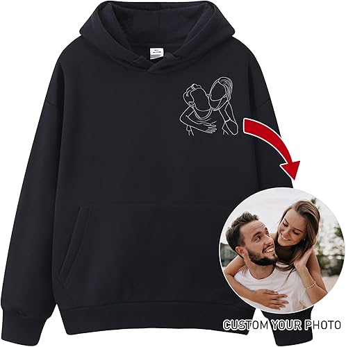 Miniatura 2 de Ecautly Sudadera con capucha personalizada con texto en inglés "I Love My Girl", con foto personalizada