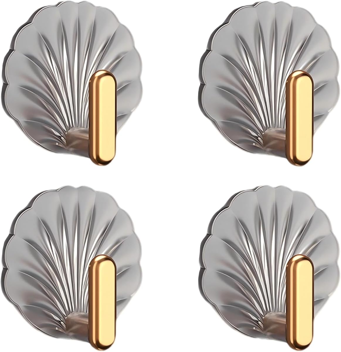 Ganchos de pared decorativos adhesivos resistentes, paquete de 4 para llaves y monederos | Perchas decorativas en forma de concha, sin instalación de taladro, para llaves, monederos, bolsos, adecuadas para entrada, baño, dormitorio
