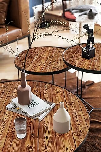 Miniatura 4 de Dimoon Papel de contacto de madera marrón grueso amarillo de 118 x 17.7 pulgadas, papel tapiz de madera rústica, despegar y pegar, papel tapiz de