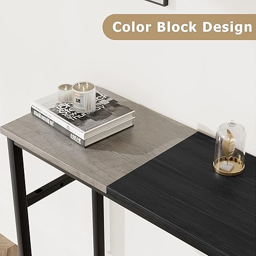 Miniatura 7 de GAOMON Mesa de entrada, mesa consola para sala de estar, mesa de sofá gris de 39.3 pulgadas con estante ajustable, mesa consola de bloque de color