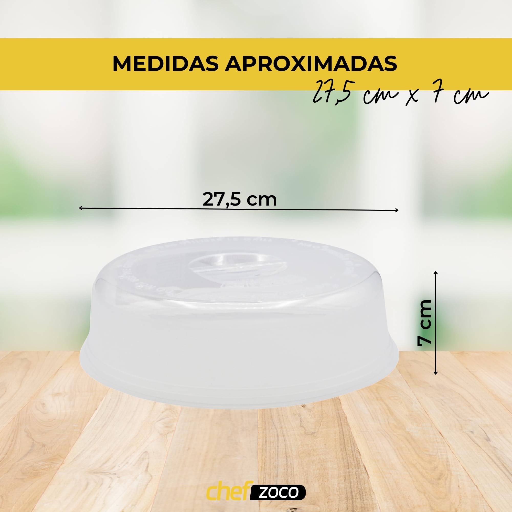 CHEFZOCO Tapa microondas, Tapa de Salpicaduras de Microondas, Tapa Protectora para Microondas, Tapadera Calentar Comida, Libre de BPA, con Orificio de Vapor, 27.5 cm diámetro x 7 cm Altura