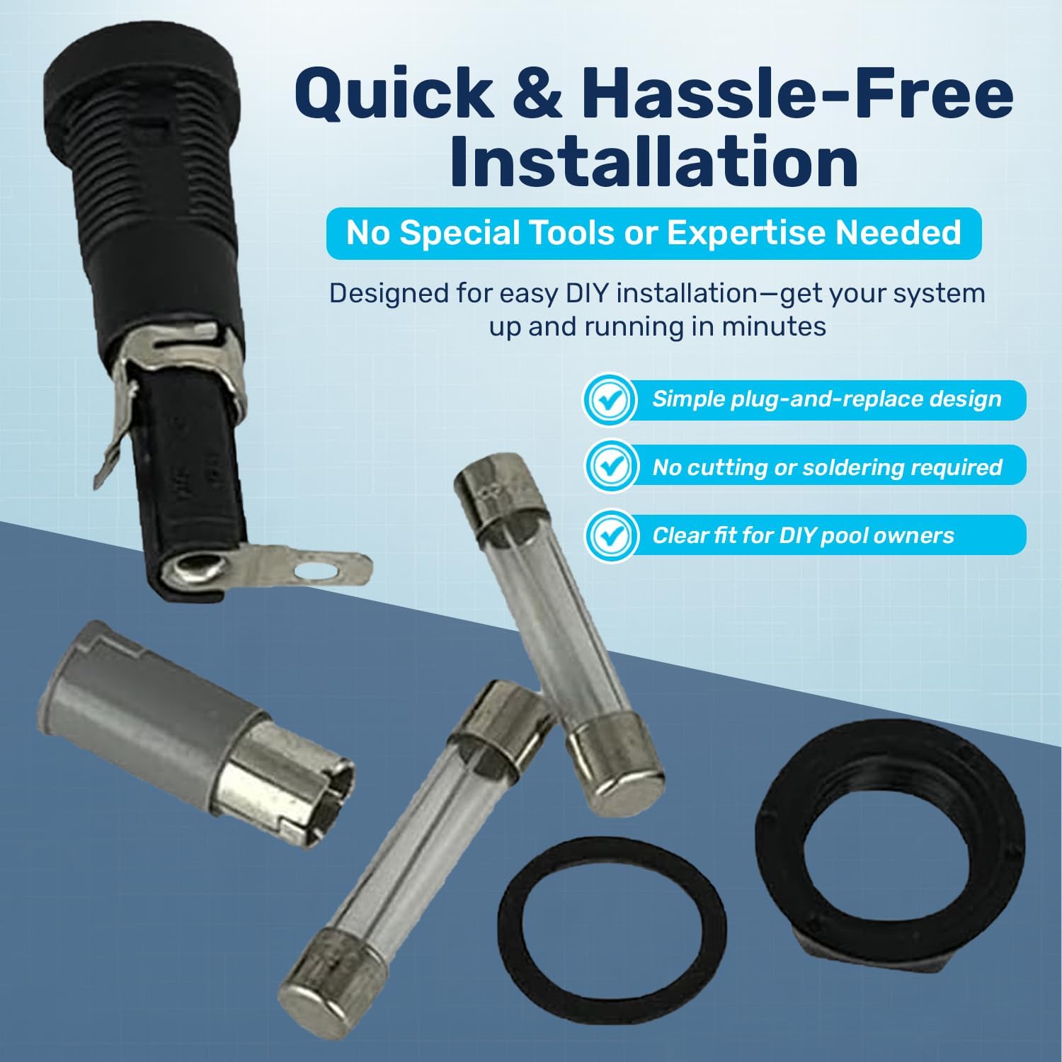 RV52124 Salt System Fuse Holder Replacement with 2 Fuses | Direct Replacement of 521248Z | Essential Pool Maintenance Accessory - Upgrade Your Pool's Performance Now!