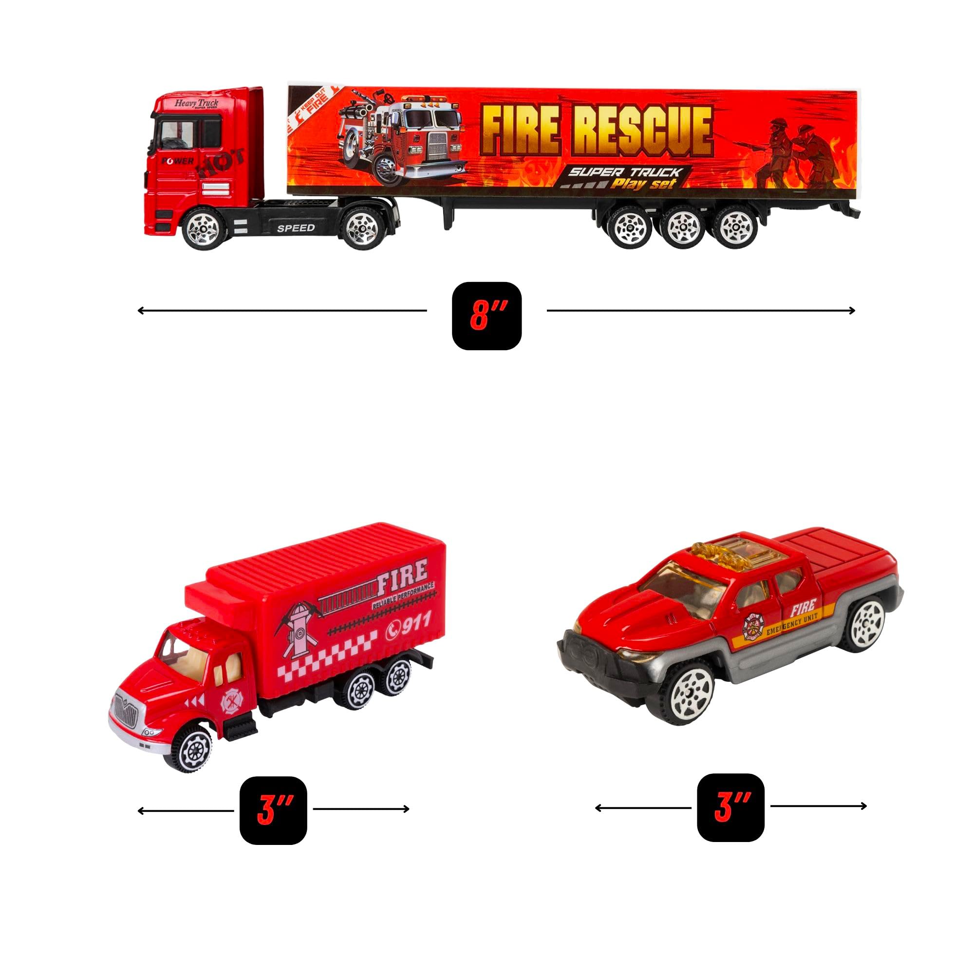 Lot de 6 voitures en bois pour enfants - Avec camion de pompiers, ambulan, taxi et plus