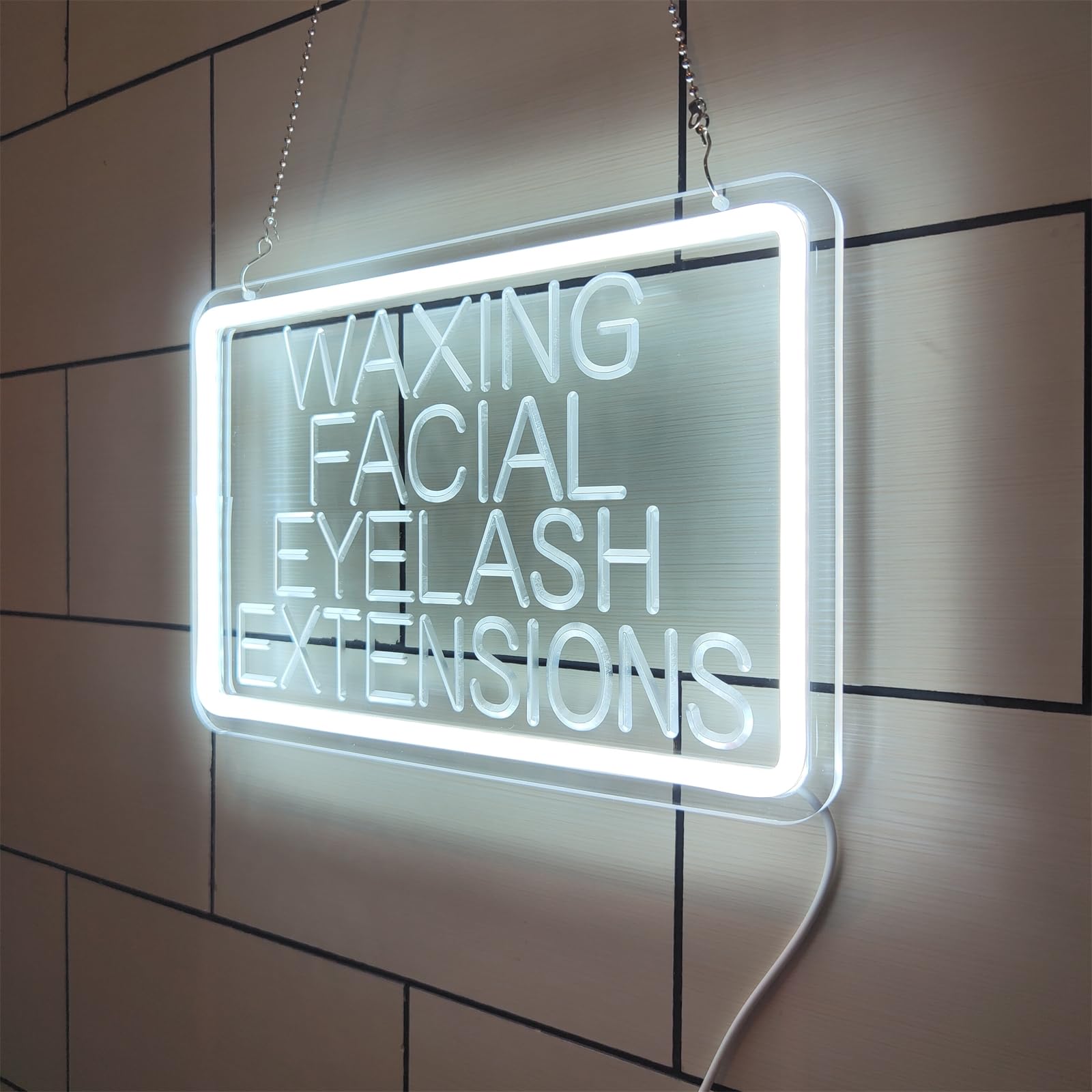 REWIS Insegna al Neon a LED per ceretta Ciglia per Il Viso, luci al Neon USB Personalizzate con Regolazione a 3 Marce, per Decorazione dimmerabile appesa per Salone di Ciglia per Unghie,Viola,40x27cm