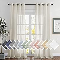Vista 174 de NICETOWN Cortinas semitraslúcidas con textura de lino, con ojales, tratamiento de ventanas, cortinas verticales de lino con filtro de luz para sala