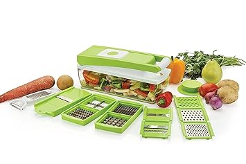 Ganesh Plastic Fruit & Vegetable Chopper Slicer Dicer Grater 14 in 1 (Green)