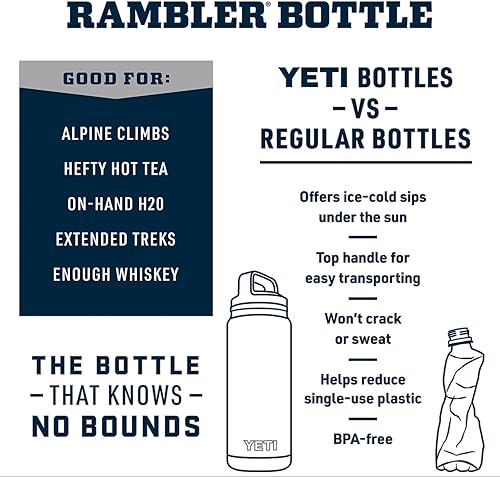 Miniatura 2 de YETI Rambler Botella de 64 onzas, aislada al vacío, a prueba de fugas, acero inoxidable con tapa para sorbos, melocotón de campo bajo