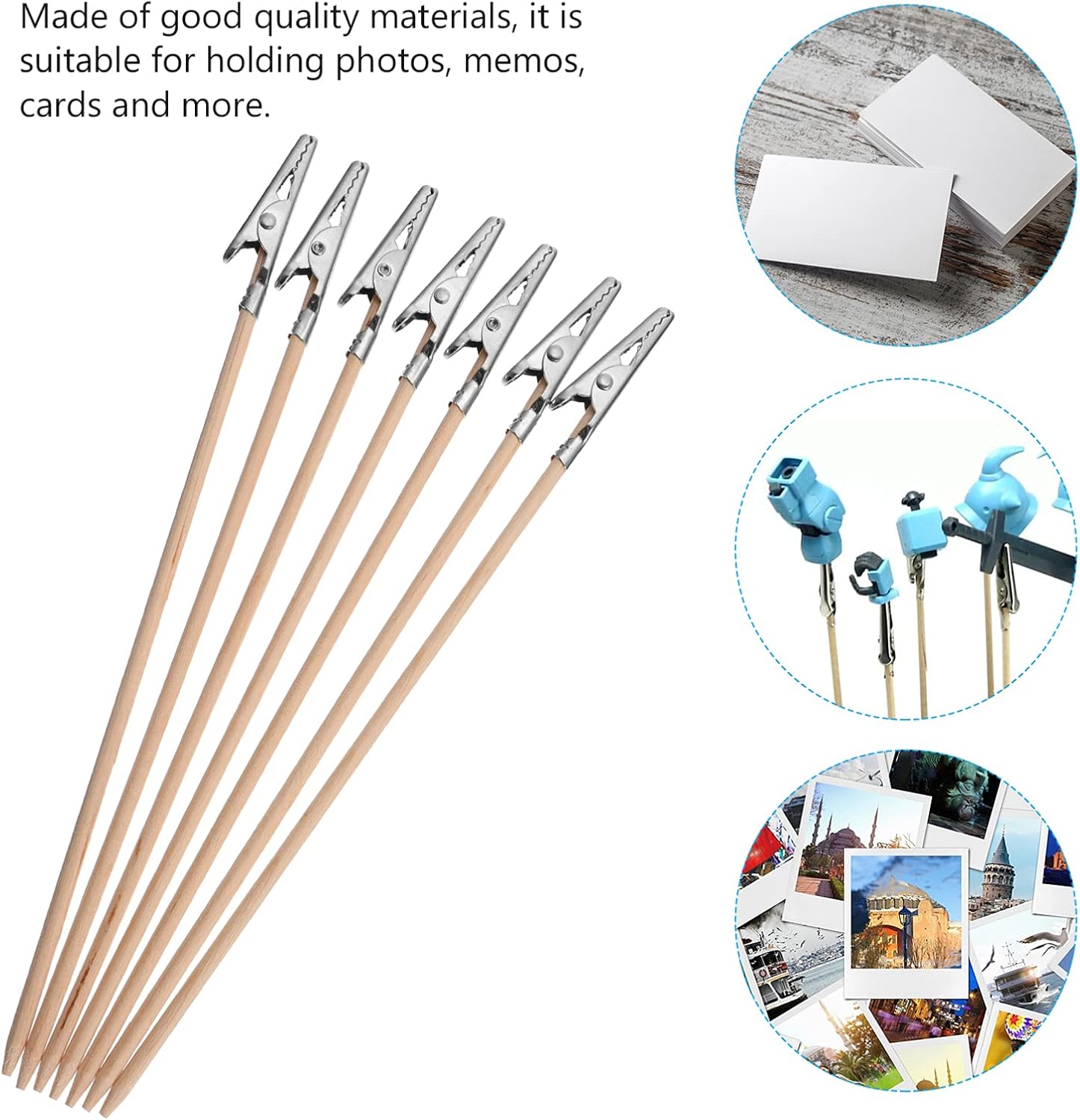 EXCEART 100 Pcs Bamboo Stick Crocodile Clip Alligator Clips Models Crocodile Clamps Stick DIY Card Photo Memo Clip Place Card Holders Modeling Tool Bamboo Skewer DIY Accessories Menu Metal