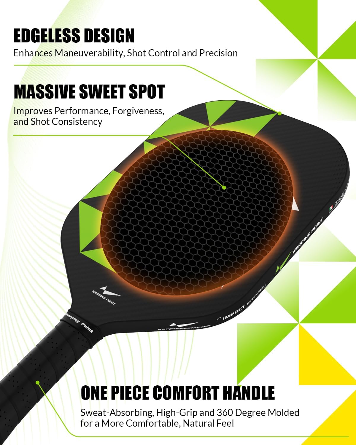 Warping Point Pickleball Paddle, Carbon Fiber Paddle with Endura Friction Surface, Polymer Honeycomb Core, Design for Ultimate Spin & Power, Large Sweet Spot & Contro, USAP Approved - Image 4
