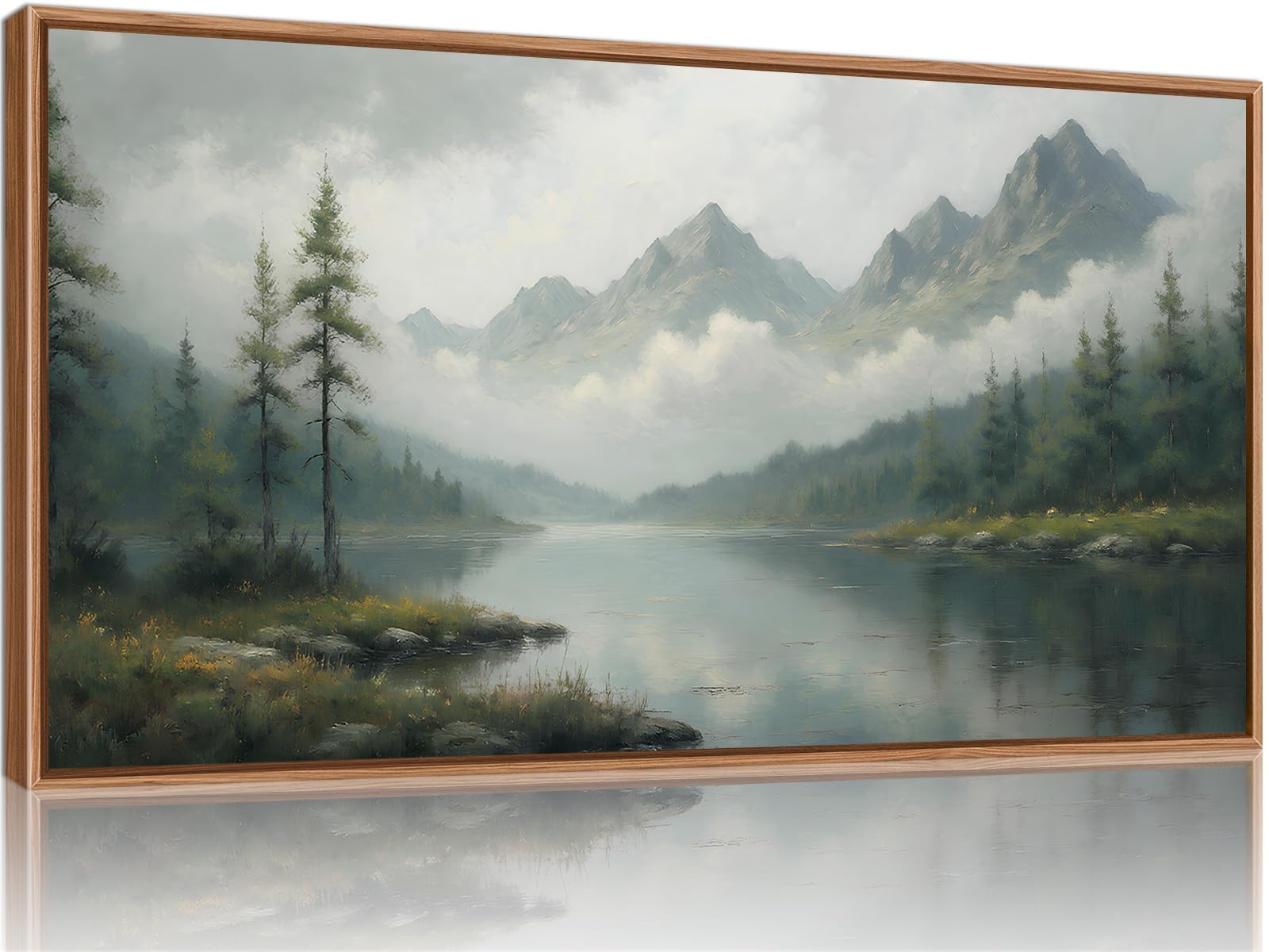 Misty Mountain Lake Forest Canvas Art