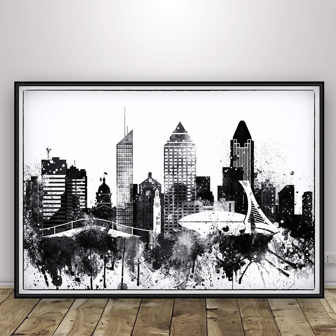 Black and White Montreal Wall art print, Montreal poster, Québec, Canada, skyline
