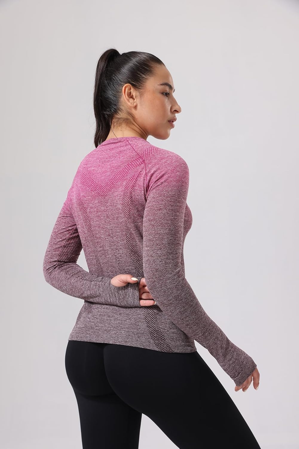 Women’s Long Sleeve Athletic Tops with Thumb Holes – Dry Fit Active Crew Neck Workout Tees - Image 5