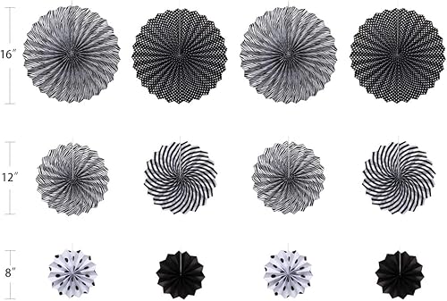 Miniatura 4 de ONUPGO Juego de 12 abanicos de papel, decoración de fiesta, decoración mexicana, para boda, cumpleaños, compromiso, despedida de soltera, baby