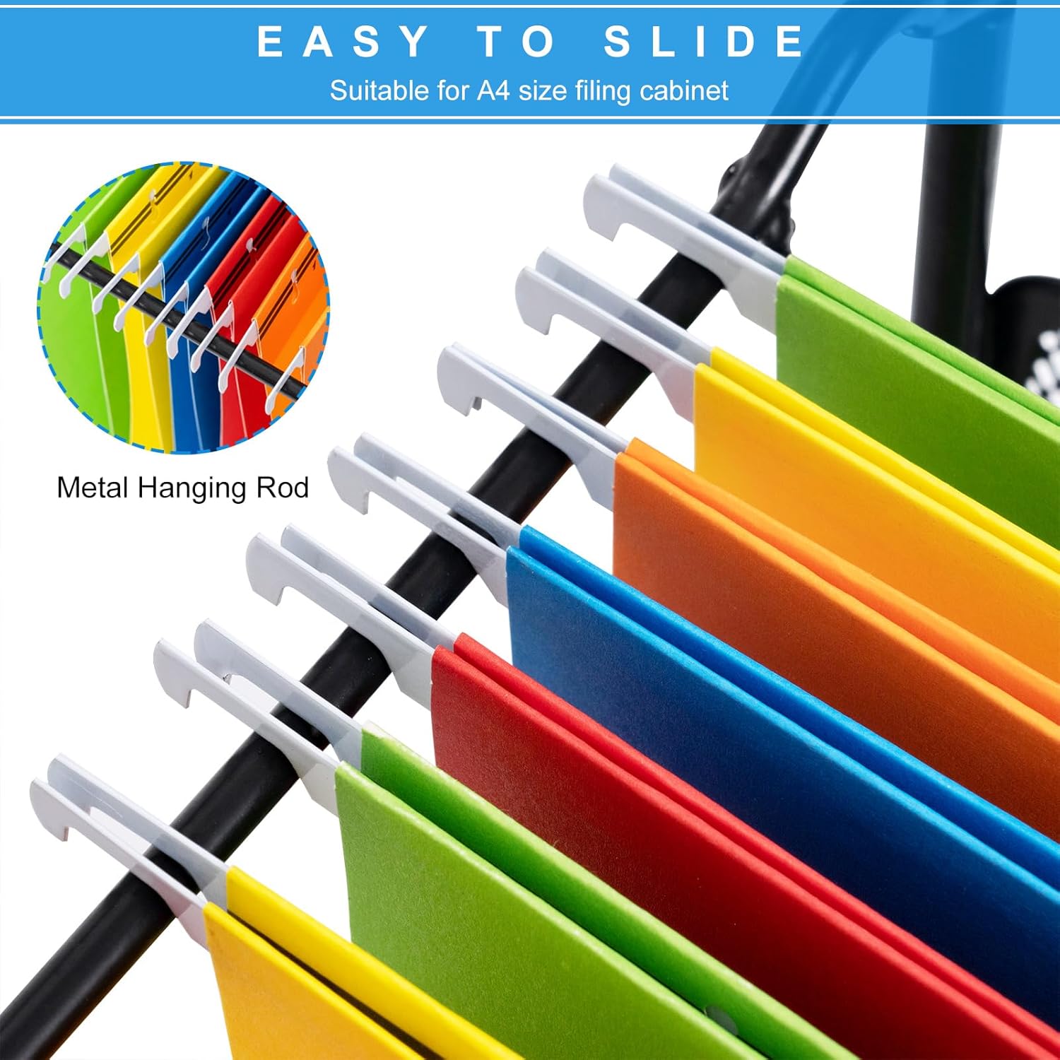Hanging File Folders, 25 Pack Reinforced Hanging Folders, Adjustable Tab and Blank Label Inserts, Designed for Bulk Files, Filing Cabinet, Assorted Colors