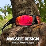 Polarized Sports Sunglasses for Men 100% UV Protection Wrap Around Unbreakable Sun Glasses for Fishing Driving
