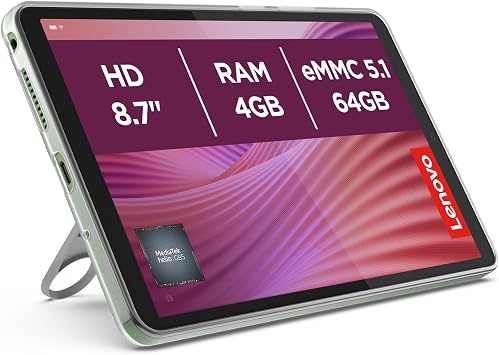 Lenovo Tab One Android Tablet | 8.7 inch HD Display | MediaTek Helio G85 | 4GB RAM | 64GB eMMC 5.1 | USB-C | Wi-Fi 5 | Clear Case Included | Seafoam Green
