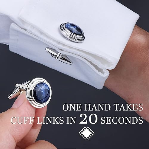 Miniatura 2 de Cufflinks and Tuxedo Studs Set with Gift Box, Silver and Gold Tone Cuff Links for Men's Shirt Wedding Business