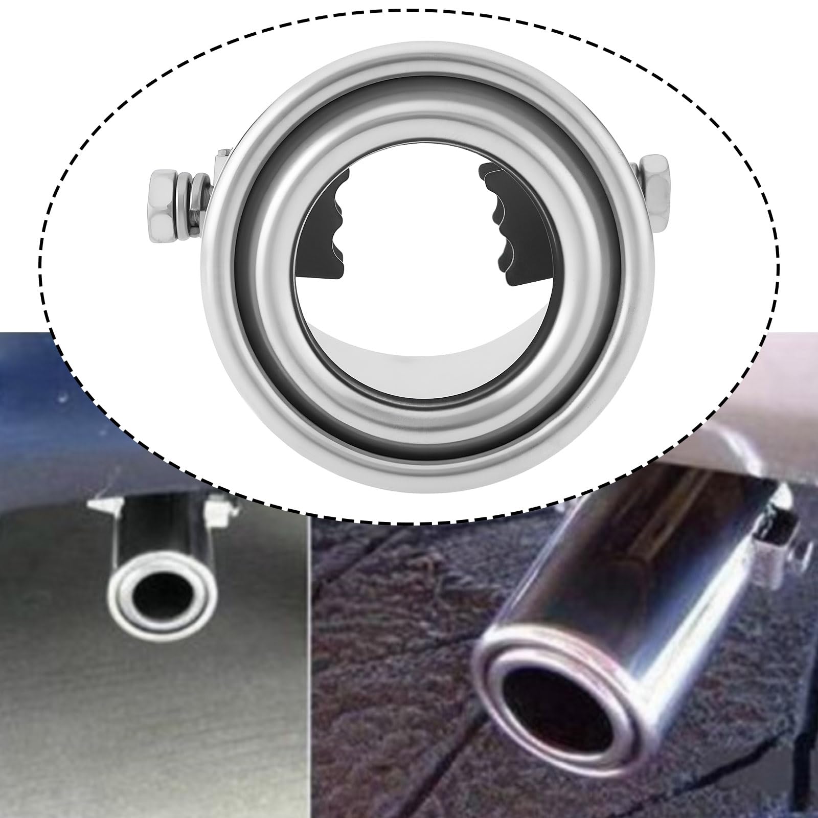 Końcówka wydechowa ze stali nierdzewnej do samochodu, 106 x 50 mm, kompatybilna z Fiat 500 Brava Bravo Duna Fiorino Idea Panda