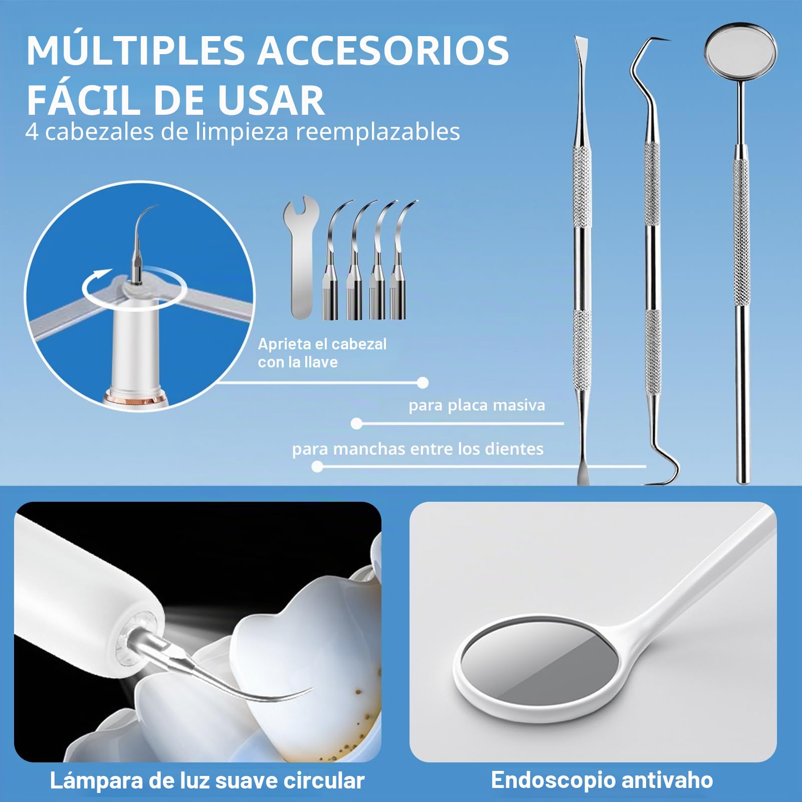 Removedor de sarro ultrasónico, juego de limpieza de dientes ultrasónico para perros, limpiador dental para mascotas, 5 modos ajustables, herramientas de limpieza de dientes para perros y