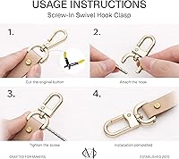 Vista 9 de CRAFTMEMORE 2 piezas de gancho de presión desmontable con cierre giratorio con barra de tornillo VT99 para reemplazo de hardware de correa de bolsa
