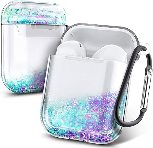 E-Began Funda lĂquida con purpurina diseñada para Airpods, funda de transporte transparente y duradera para niñas, compatible con Apple AirPods 12, E-Began Funda lĂquida con purpurina diseñada para Airpods, funda de transporte transparente y duradera para niñas, compatible con Apple AirPods 12,