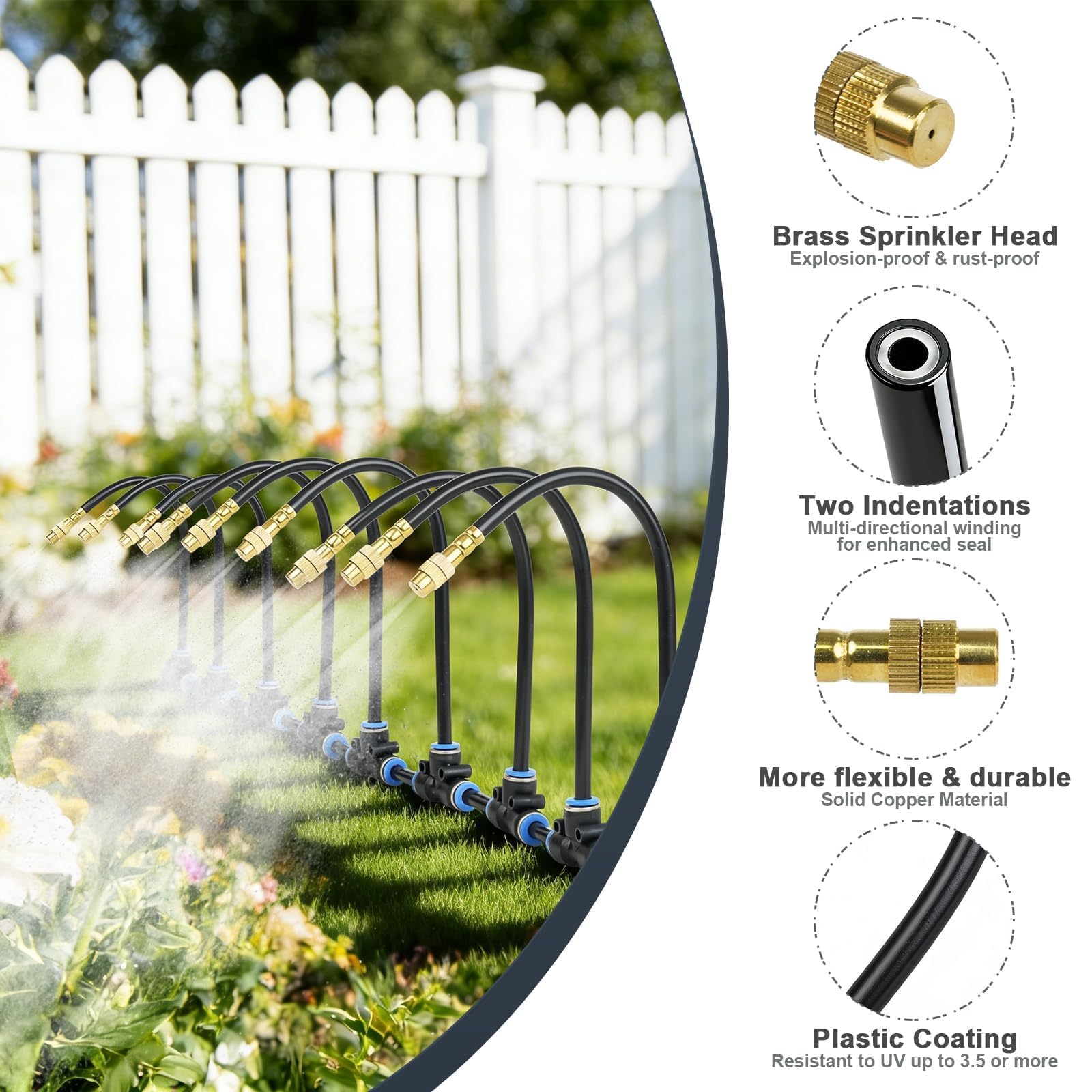 Sistema di irrigazione a goccia da 30,5 m, sistema di irrigazione automatico da giardino con 25 ugelli regolabili per irrigazione, kit di irrigazione per cortile, prato, piante, sistema di