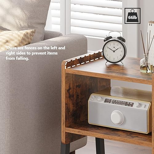 Miniatura 8 de TUTOTAK Nightstnd, juego de 2, mesas auxiliares apilables, mesa auxiliar, mesitas de noche con estante de almacenamiento abierto, dormitorio, sala