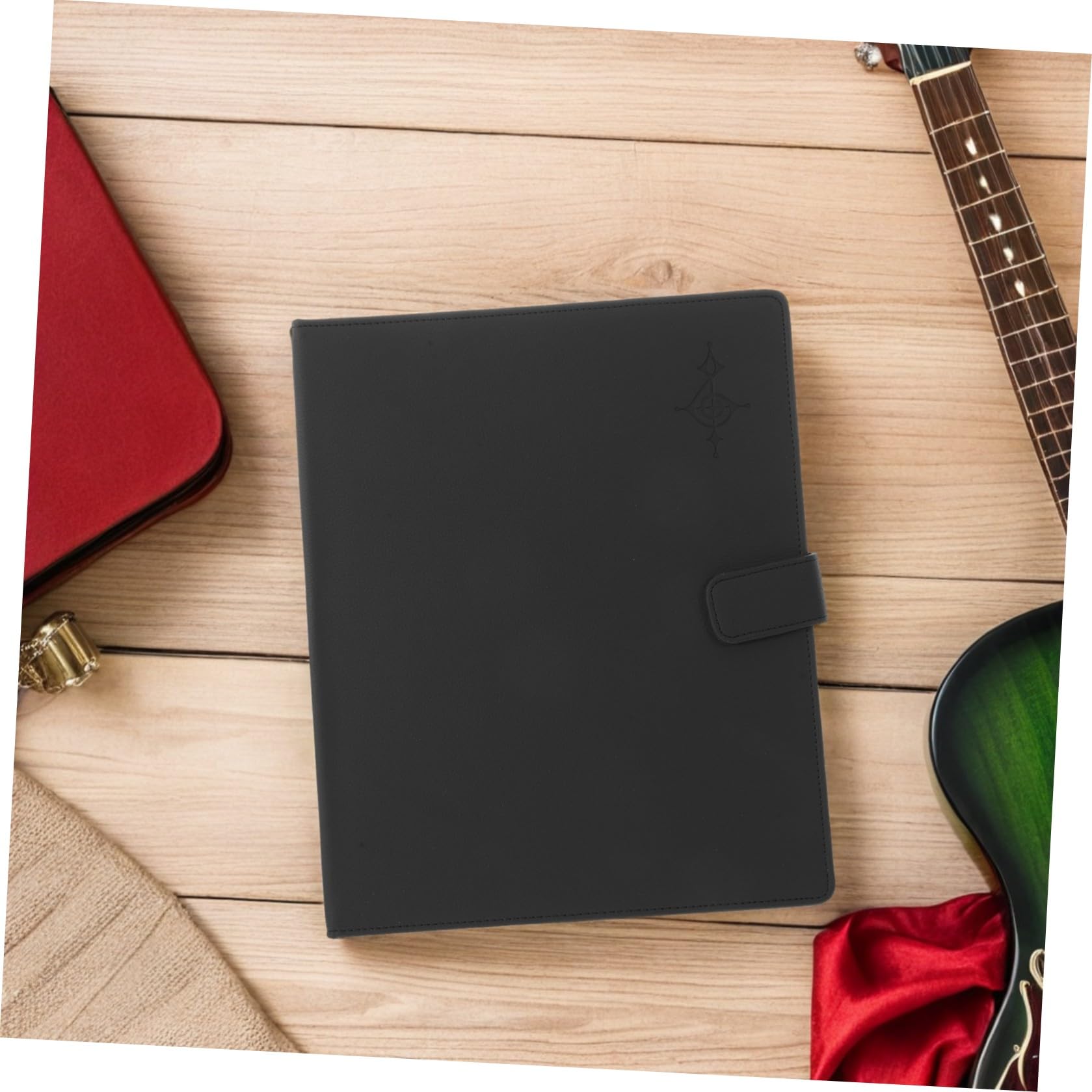 PU Leather Music Sheet Folder Organizer with Pages Magnetic Closure Elastic Strap And Corner Pocket Versatile Choir Binder for Piano Guitar And Orchestra Performance