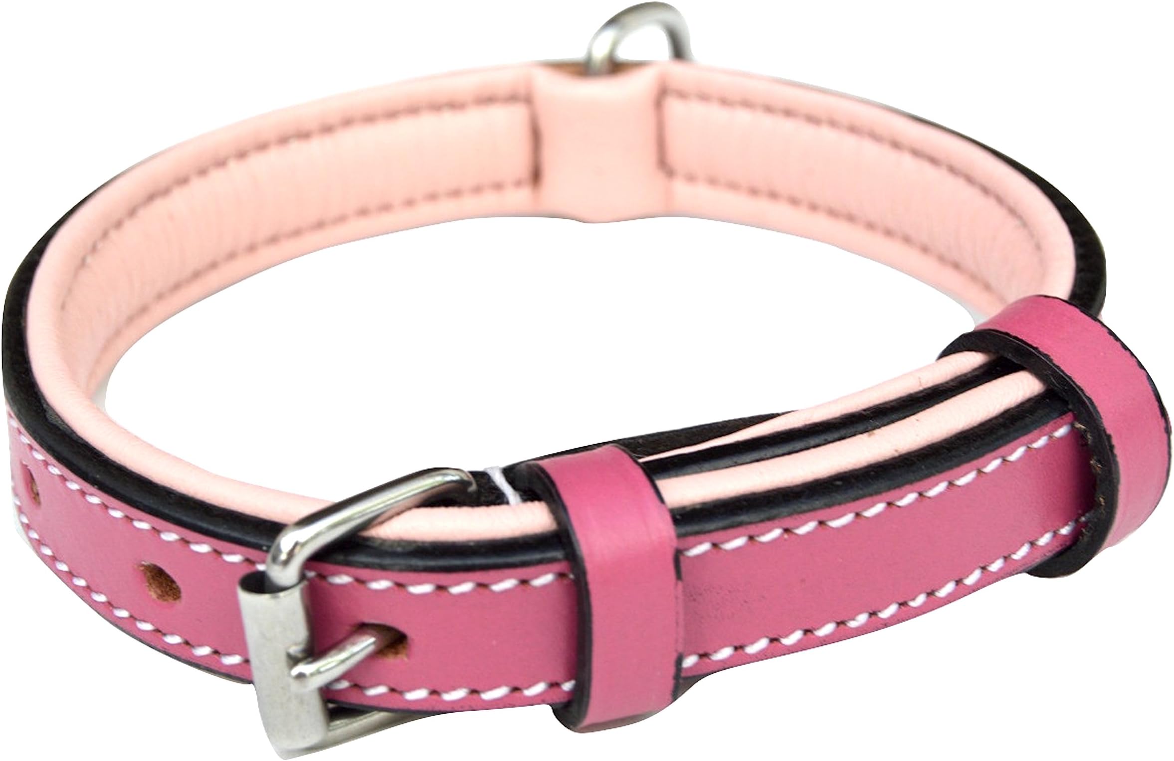 Luxury Pink Leather Padded Dog Collar - Handmade for Small Female Dog Breeds with the Finest Genuine LeatherCollar That Is Stylish Soft Strong and Comfortable
