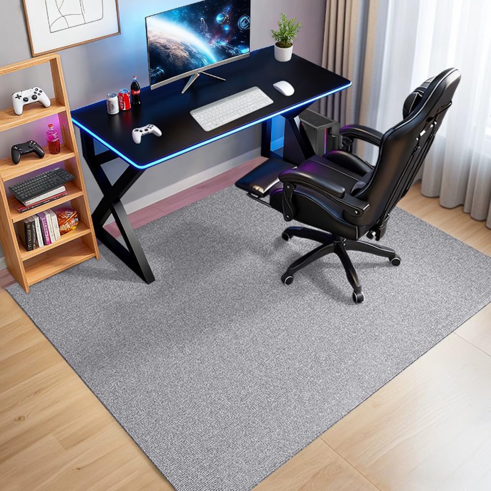 Bürostuhl-Matte unter dem Schreibtisch, Niederflor-Teppich für Hartholzböden, Computer-Schreibtisch-Rollstuhlmatte, robuster Teppich-Bodenschutz, Teppich für Heimbüro (Hellgrau, 100 x 120 cm) Küche, Haushalt & Wohnen