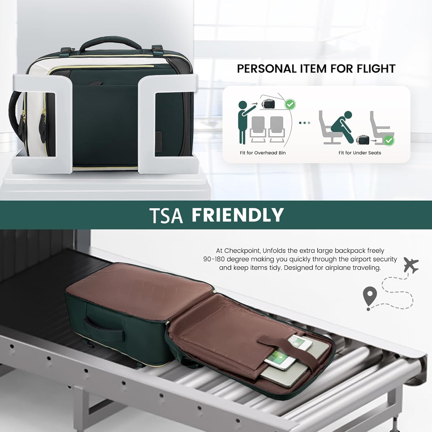 LOVEVOOK Travel Backpack for Women, 40L Carry On Backpack with 3 Packing Cubes,TSA Personal Item Travel Bag Airline Approved, Water Resistant Weekender Overnight Luggage Daypack, Fits 17 Inch Laptop - Image 5