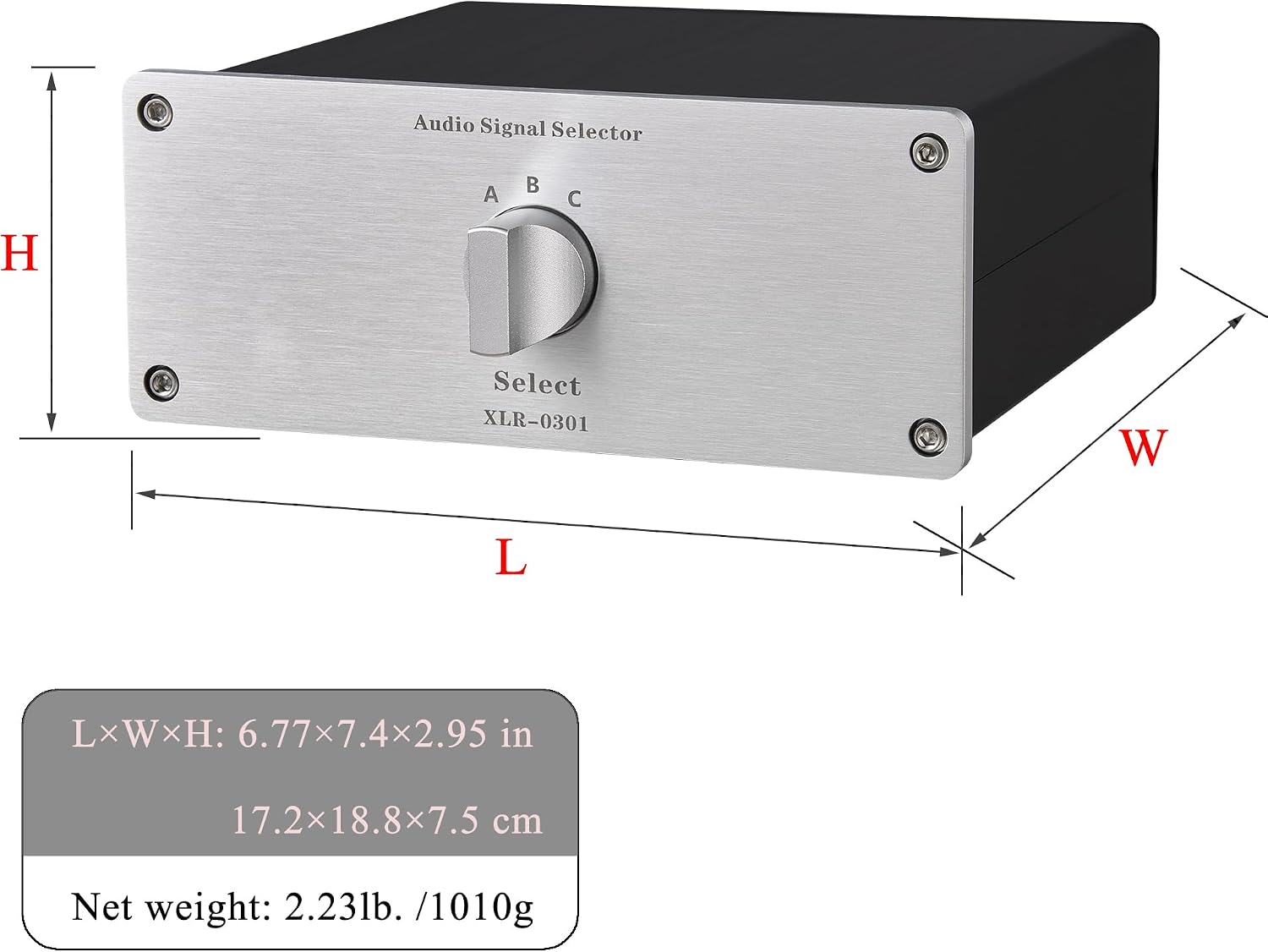 3 to 1 (3 in 1 Out) XLR Audio Signal Switcher Power Amplifier Selection Switch Suitable for CD Players, decoders, and Power Amplifier pre and Post Stage Selection (XLR 3-1)