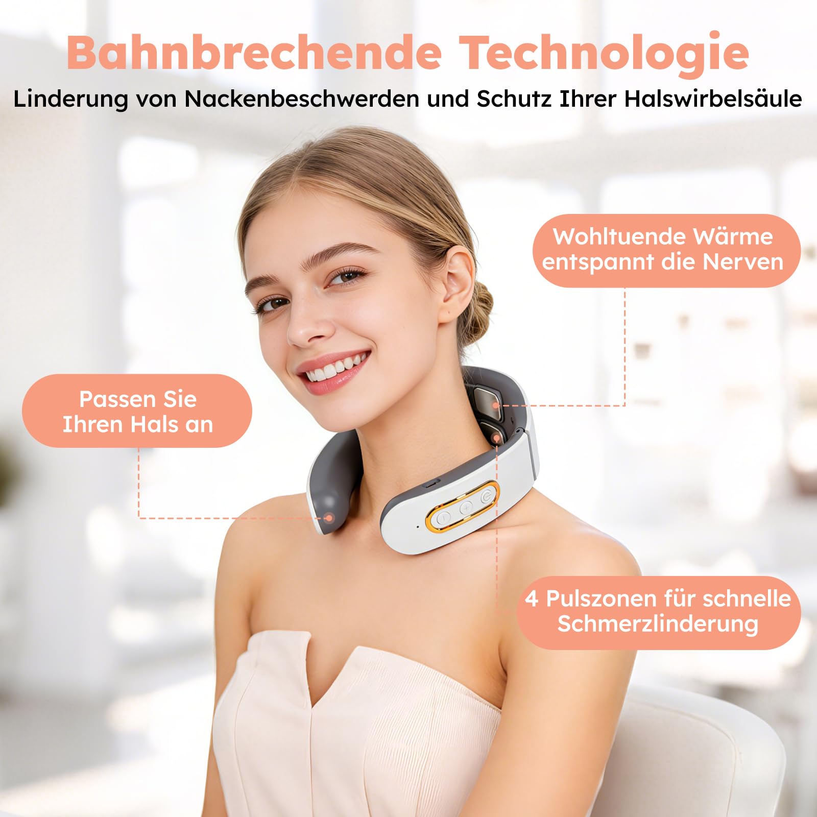 Neurotex Nackenmassagegerät,Mit Stimme,Bio-Neuro-Modulation,11-In-1Nackenlösung,Tragbares Beheiztes Nackenmassagegerät,6 Modi,9 Intensitätsstufen,Elektrisches Nacken Massage für Büro Hause und Reise