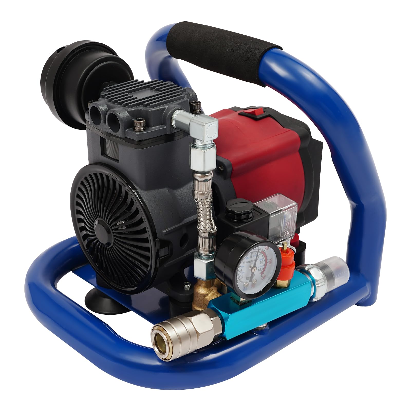 Compressore d'aria a batteria, 7 bar, portatile, 65 dB, silenzioso, senza olio, per auto, pneumatici, casa, costruzione con 250 l/min, 1 serbatoio da 5 l, 350 W, per Makita