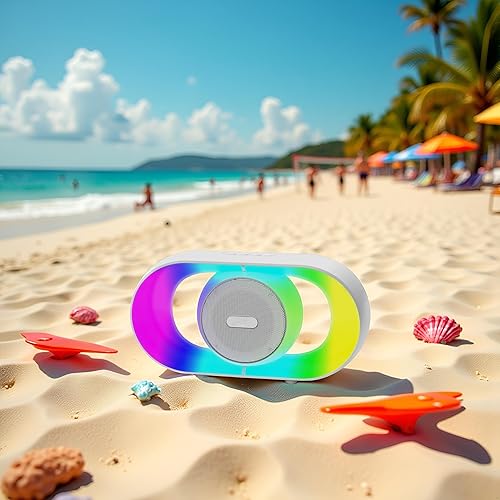 Miniatura 8 de Altavoz Bluetooth con luz, inalámbrico portátil, potente sonido cristalino, tarjeta TF y entrada USB, Bt 5.4, emparejamiento TWS, radio FM, para