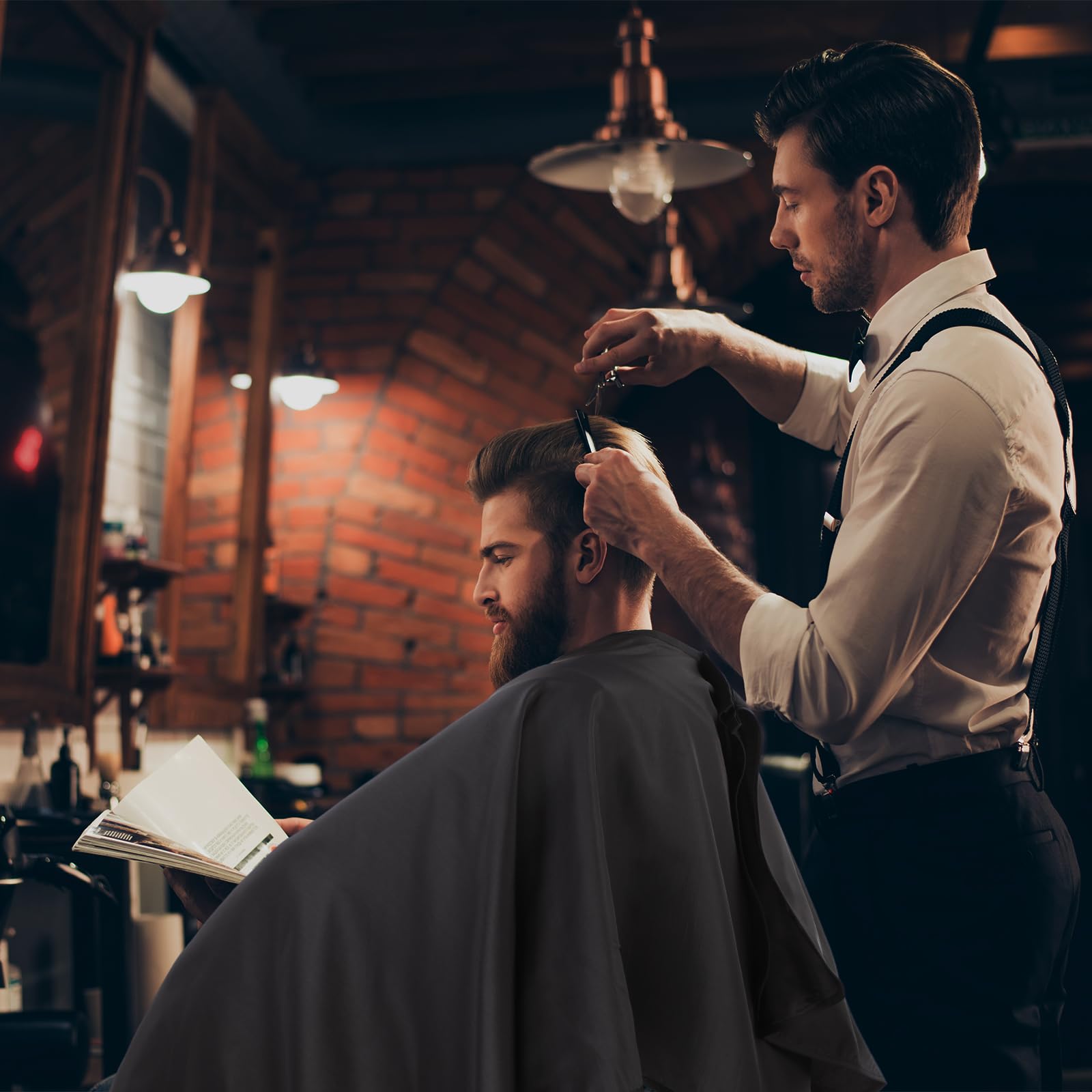 Liitrsh 12 szt. zestaw akcesoriów do salonu fryzjerskiego, w tym 6 szt. fartuch stylisty włosów z kieszeniami, 6 szt. peleryna stylisty włosów, wodoodporny fartuch fryzjerski, sprzęt do salonu