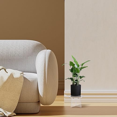 Miniatura 5 de YourGift Mini soporte para plantas de interior de 6 pulgadas, soporte acrílico para plantas de interior, estante redondo de escritorio para macetas,