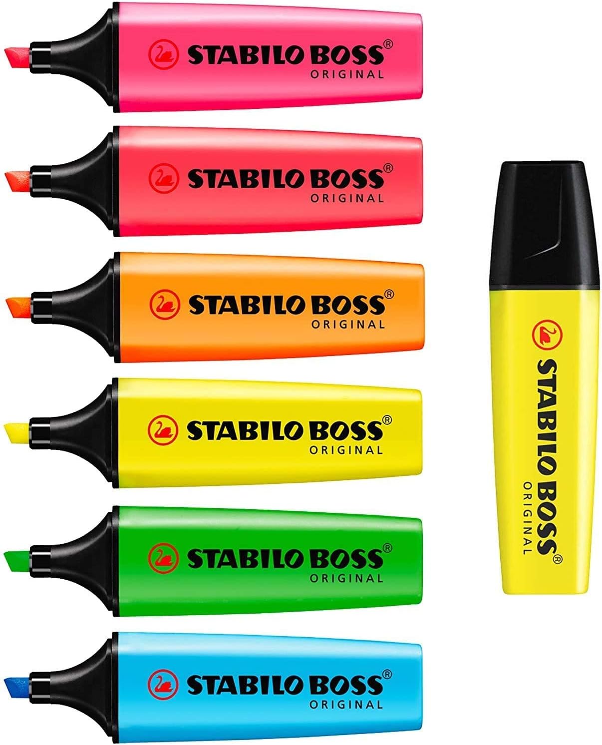 STABILO BOSS Original Highlighter Pens Highlighter Markers - Bumper Pack of 7 - Neon