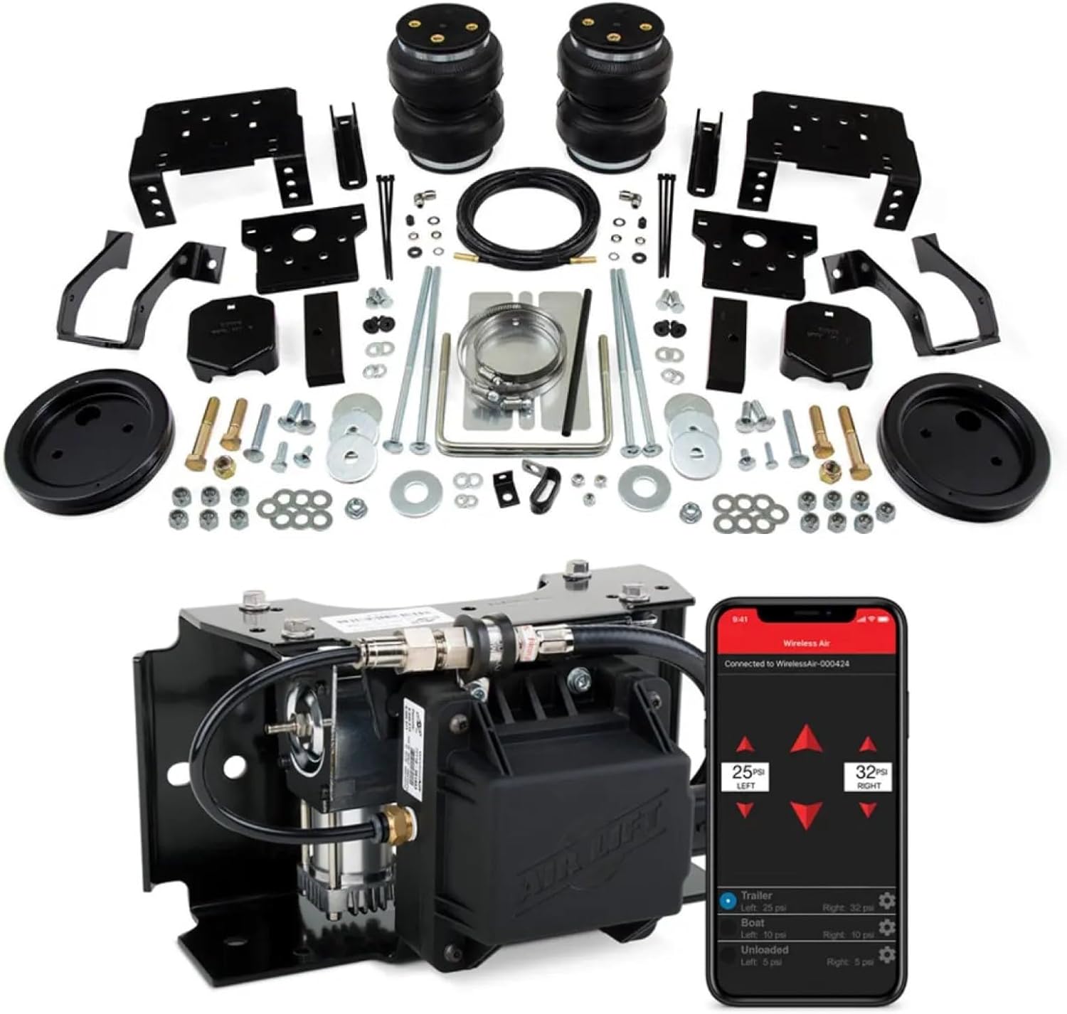 Air Lift LoadLifter 5000 Air Spring Kit with WirelessAir App Only & EZ Mount fits 2005-2010 F250/F350 Super Duty XL/XLT 4WD | Includes TrendsAuto Decal