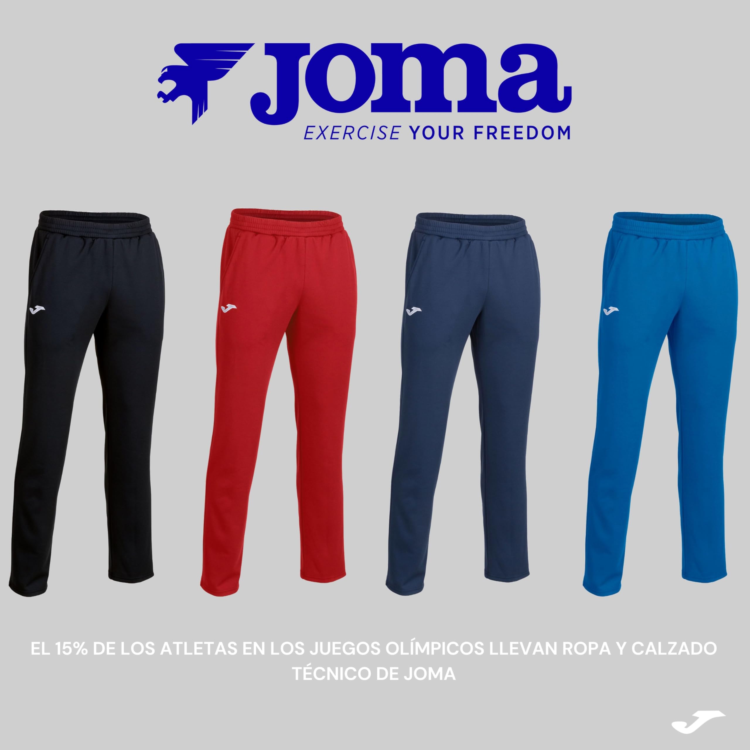 Joma Pantalón Largo Deportivo Hombre, 5XS - 3XL - Bolsillos y Cintura Elástica con Cordón - Cleo II - 4
