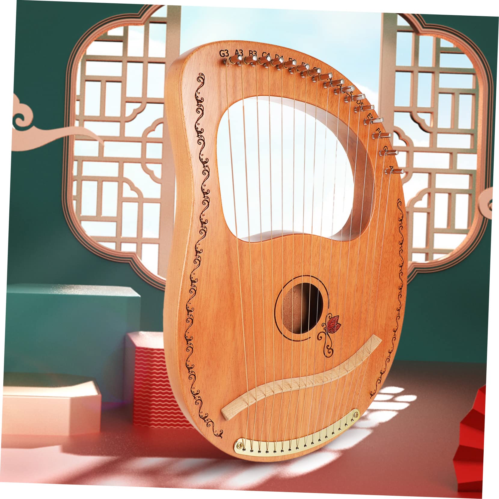 SUPVOX Strumento Musicale in Legno e Effetto Sustain Prolungato Portatile Arpa Lira 16 Corde, Design Delicato per Principianti e Musicisti