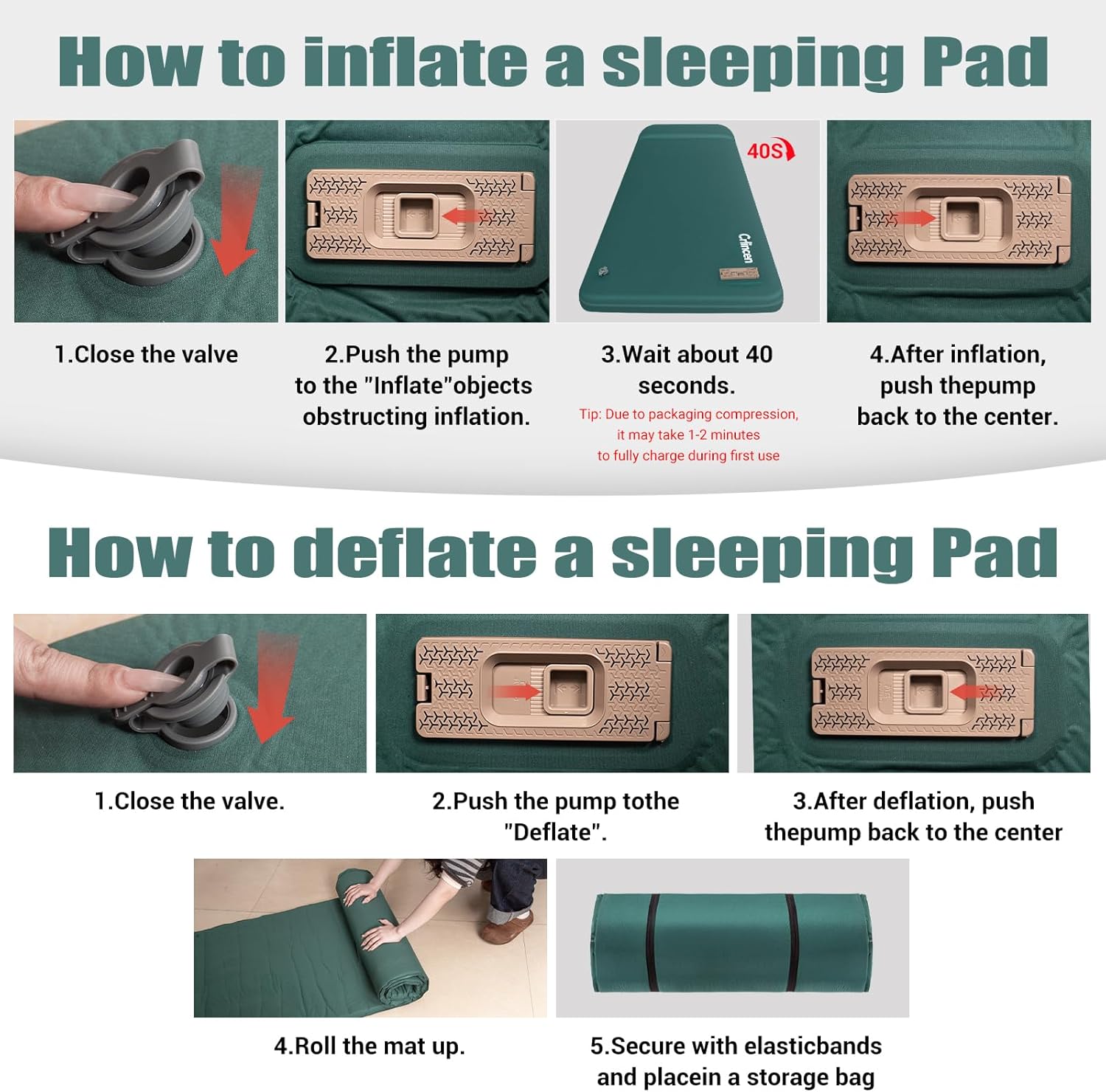 Self Inflating Sleeping Pad with Electric Pump and Pillow, 3.15" Ultra-Thick Memory Foam Camping Pad, Portable 4-Season Camping Mats Pad, Cushions Camping Essentials Gear for Travel Tent Car