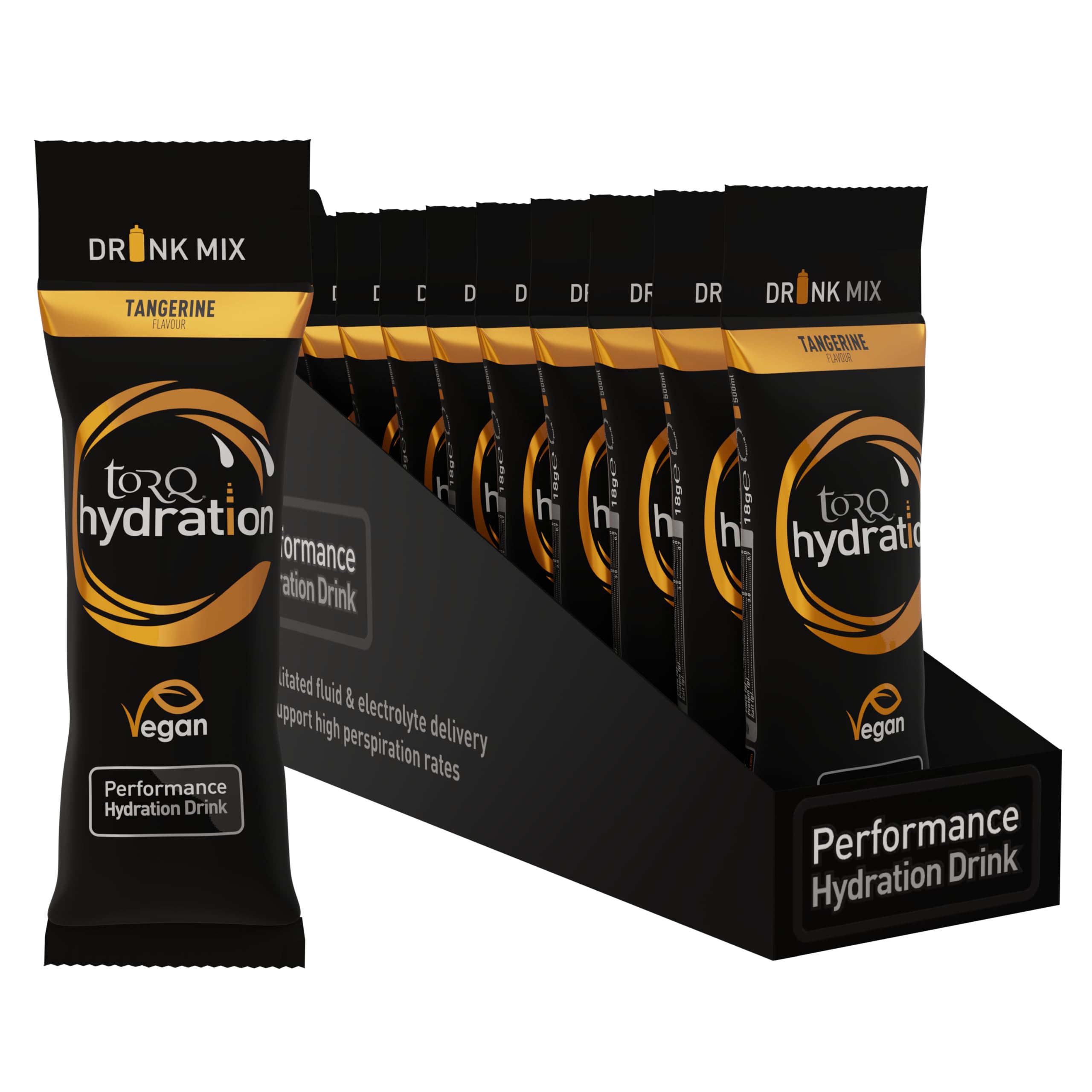 Torq Hydration - Tangerine - Rapid Rehydration Electrolytes Powder Hypotonic Profile Running, Cycling, Sports Hydration Drink - Single Serve - Box of 15